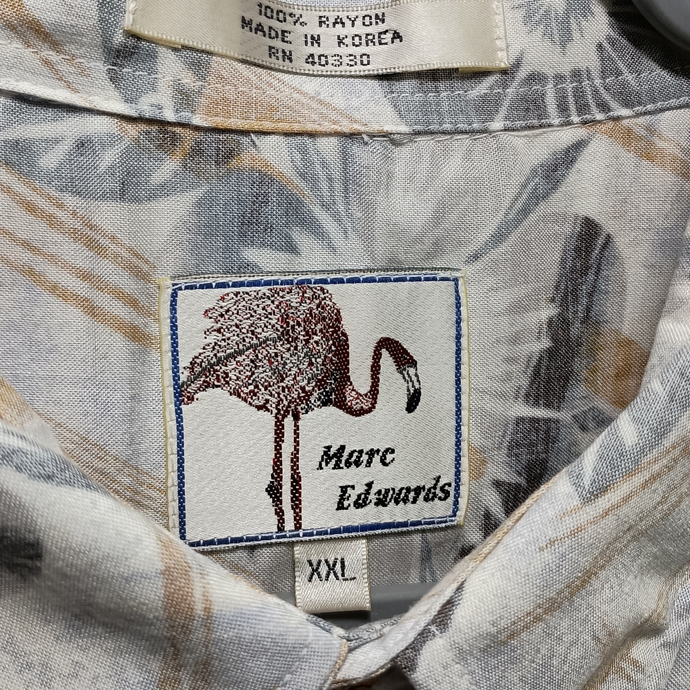 Marc Edwards Men's XXL Rayon Button Up Reverse Print AOP Hawaiian Tropical Shirt